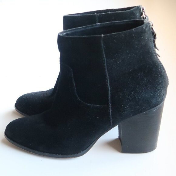 Splendid Anthropologie Black Suede Leather Block Heel Ankle Boots Booties 9.5 - Picture 11 of 15